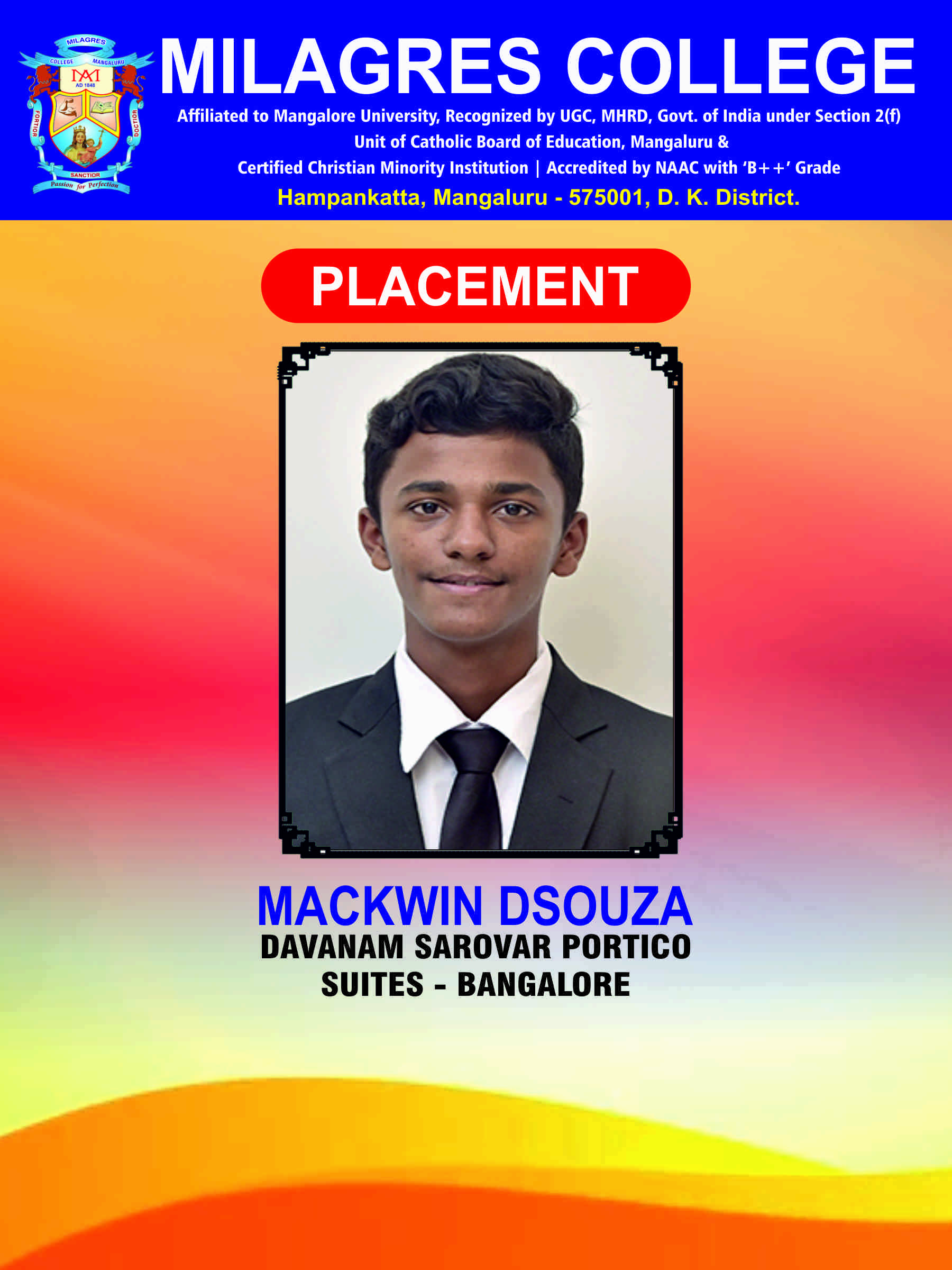 Successfully placed student